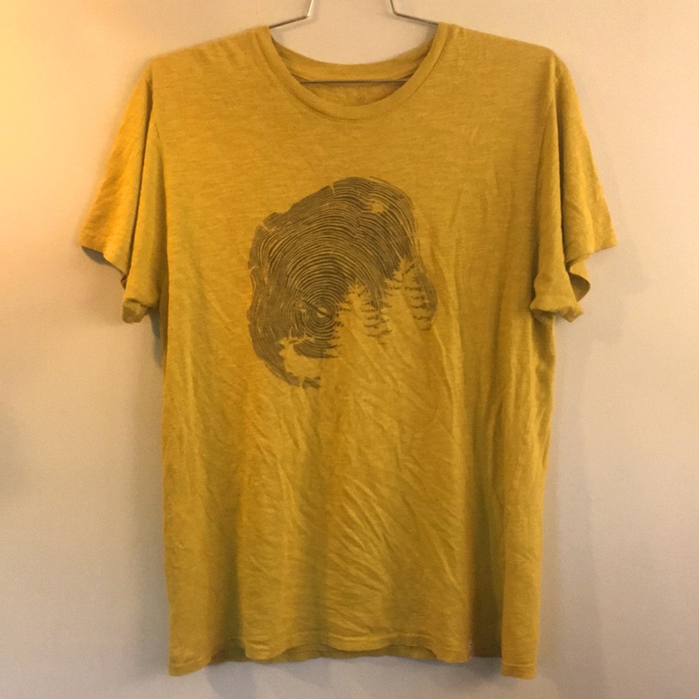 United By Blue 100% Organic Cotton Fall Woods Forest Lime Yellow Mustard Deer VT